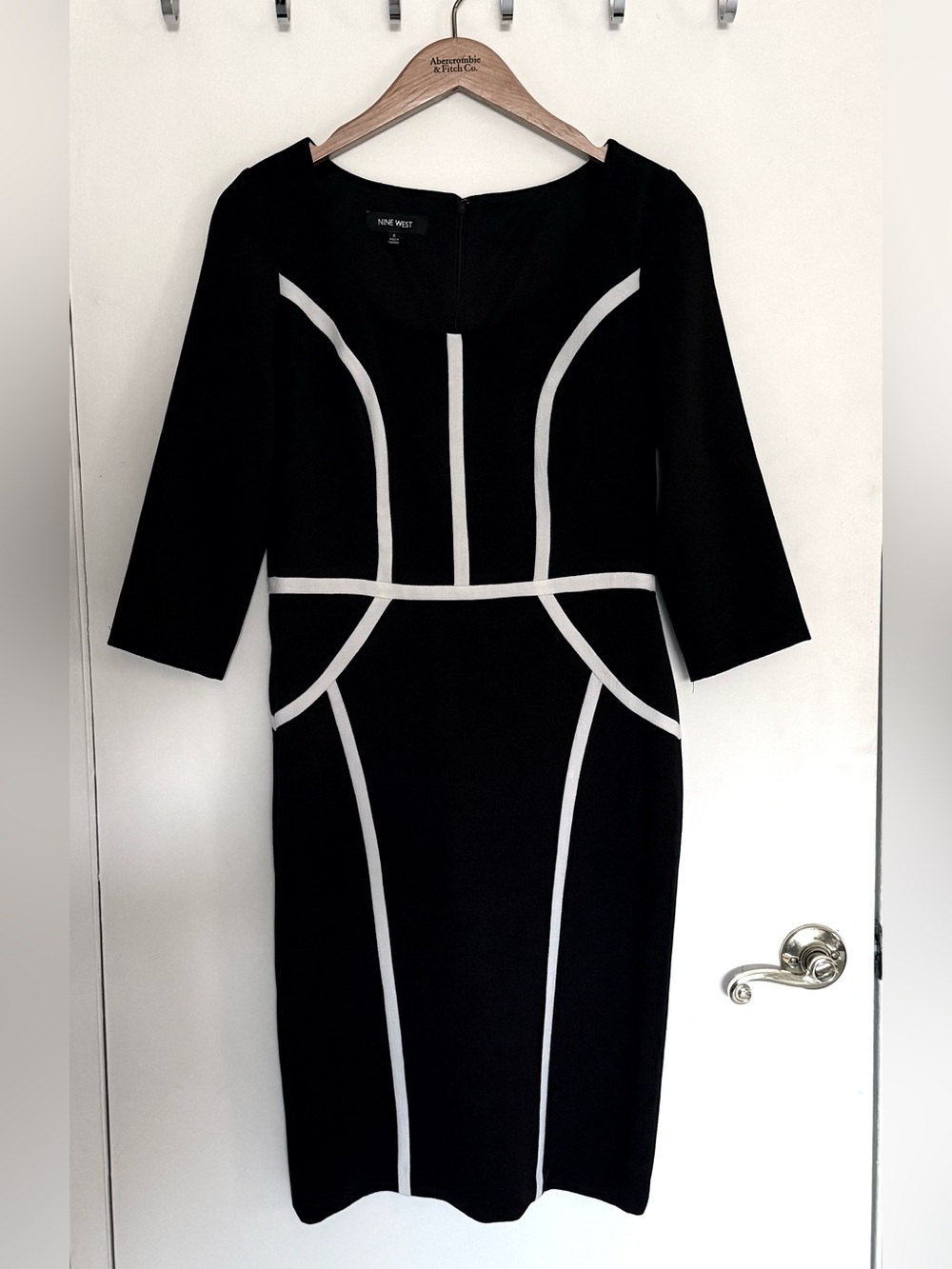 Nine West Black Sheath Dress with White Contrast Piping